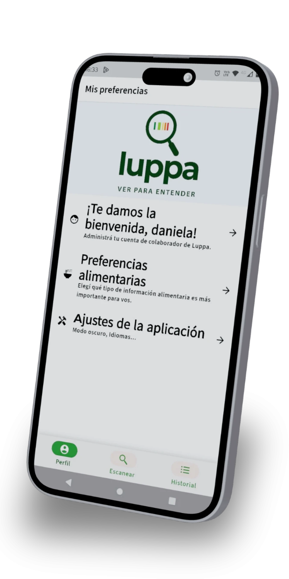 Pantalla de Luppa mostrando el Nutri-Score y NOVA de un producto escaneado